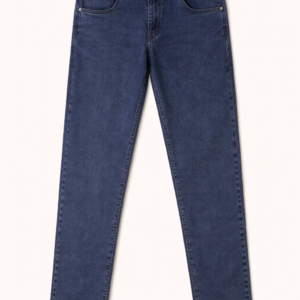 men's straight fit dark blue jeans